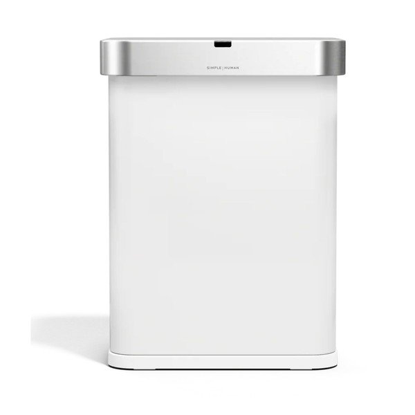 Cestino per la spazzatura bianco opaco in acciaio con sensori contactless 58 l Sensor – simplehuman