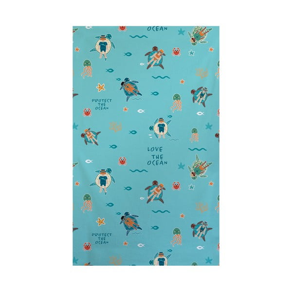 Telo mare blu in spugna di cotone 75x140 cm Love Ocean - Playmobil