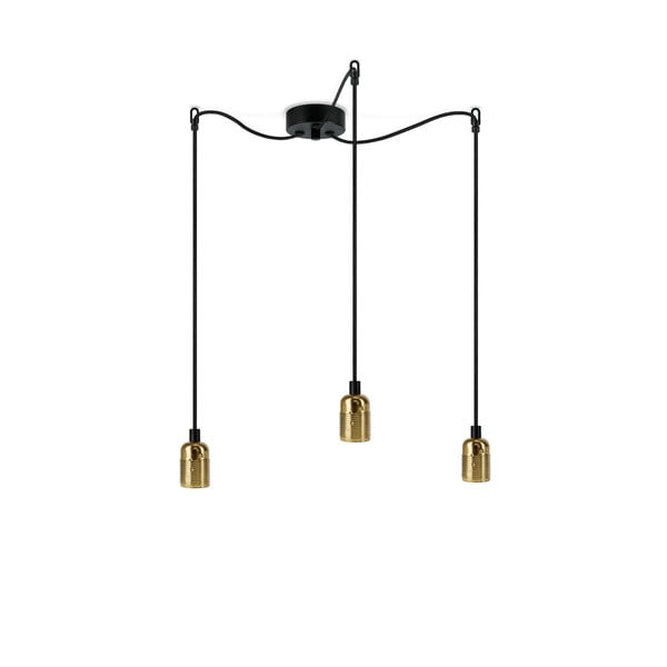 Lampada a sospensione nero/oro con paralume in metallo ø 4 cm Uno - Sotto Luce