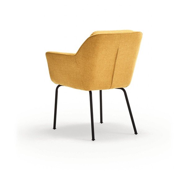 Sedia da pranzo color senape in imbottito con braccioli Sadira – Teulat-image-4