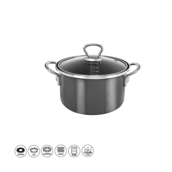 Pentola in smalto con coperchio incluso 1,75 l Metalic – Orion-image-3
