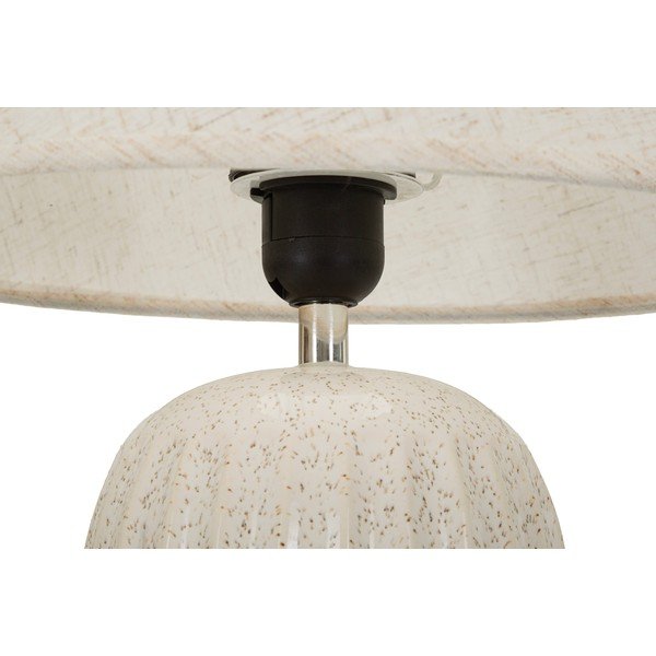Lampada da tavolo color crema in ceramica con paralume in tessuto (altezza totale 44 cm) Japandi – Mauro Ferretti-image-2