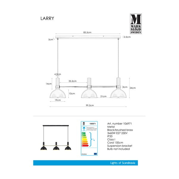 Plafoniera tripla nera Oro nero Larry - Markslöjd-image-2