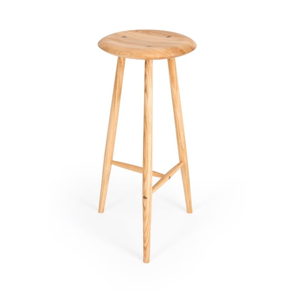 Sedia da bar di colore naturale in rovere massiccio (altezza della seduta 75 cm) Blanc – Gazzda-image-4