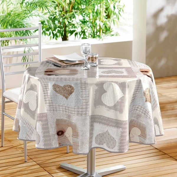 Tovaglia in PVC adatta per pulizia con panno umido ø 160 cm Cosy Coeur – douceur d'intérieur