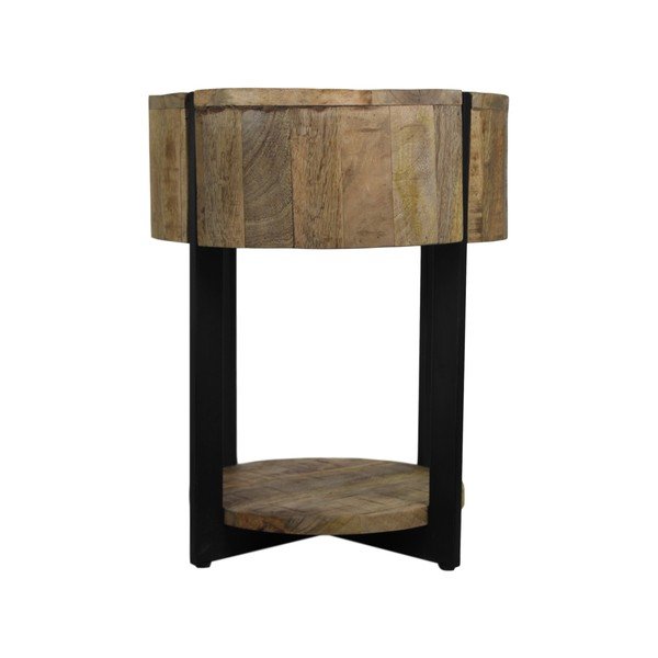Tavolino Jackso in legno di mango grezzo, , 40 x 51 cm - HSM collection-image-2