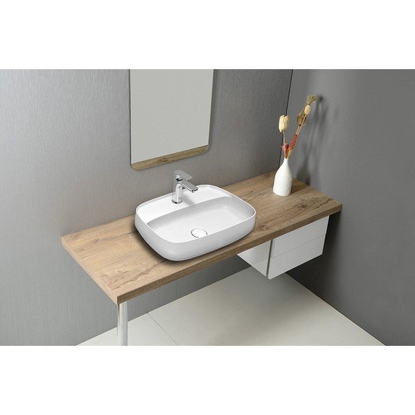 Lavabo in ceramica bianca , 60 x 45 cm Aventin - Sapho-image-1