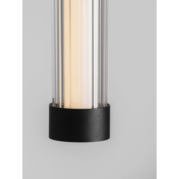 Lampadario LED nero opaco in alluminio con paralume in vetro con intensità regolabile ø 6,5 cm Glovia – Nova Luce-image-3