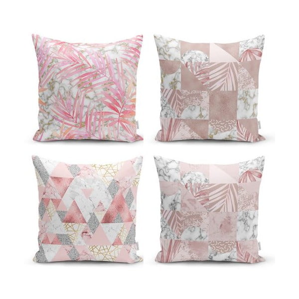 Set di 4 federe decorative Foglie rosa, 45 x 45 cm - Minimalist Cushion Covers