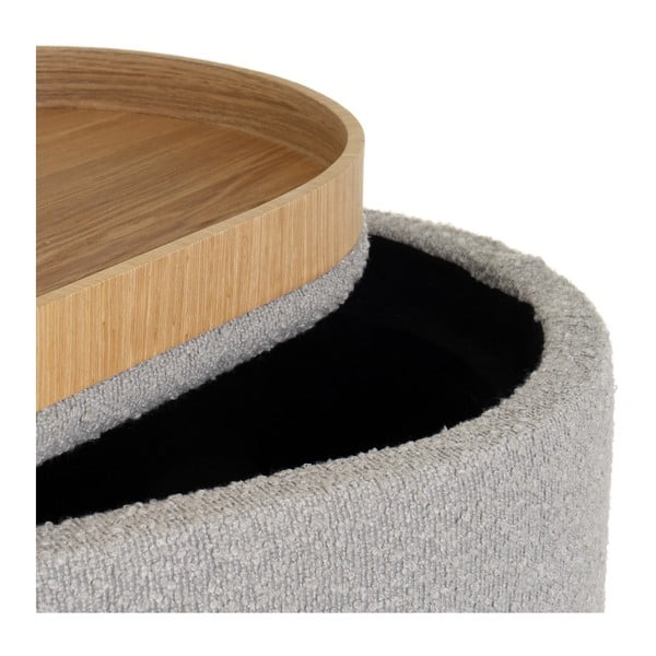 Poggiapiedi grigio chiaro in tessuto bouclé - Casa Selección-image-1