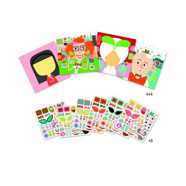 Set di immagini con adesivi Facce - Djeco-image-1