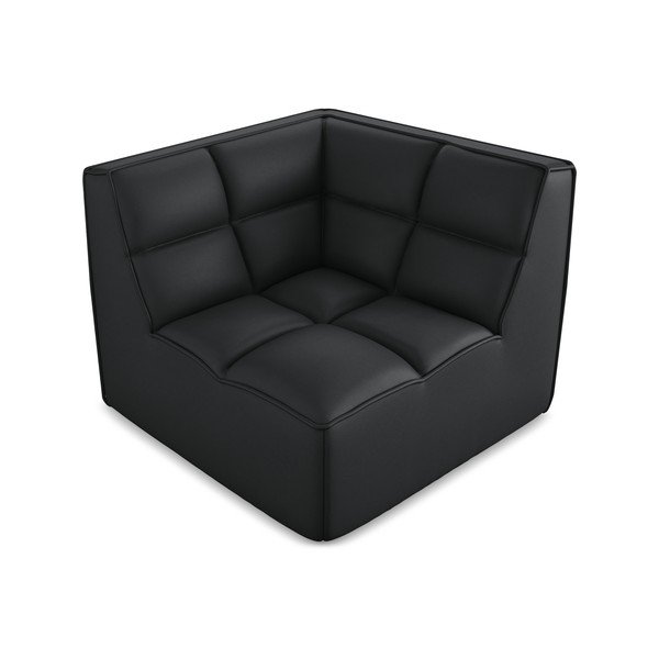 Parte divano componibile nero con rivestimento in finta pelle Kalai – Makamii-image-1