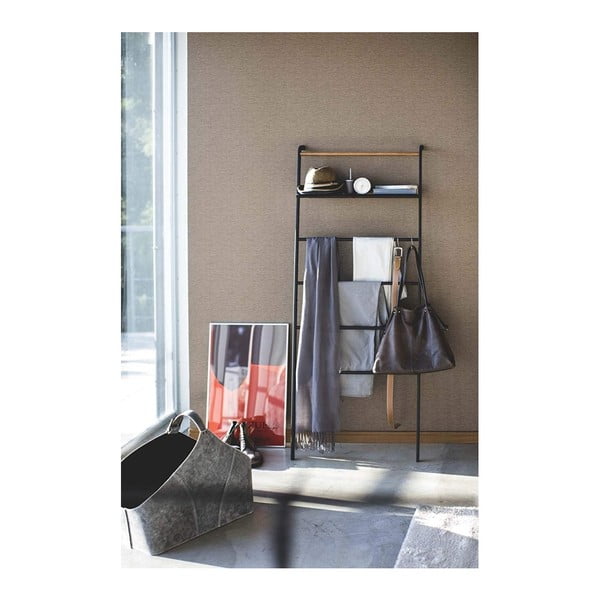 Appendiabiti nero con ripiano Scala Tower - YAMAZAKI-image-2