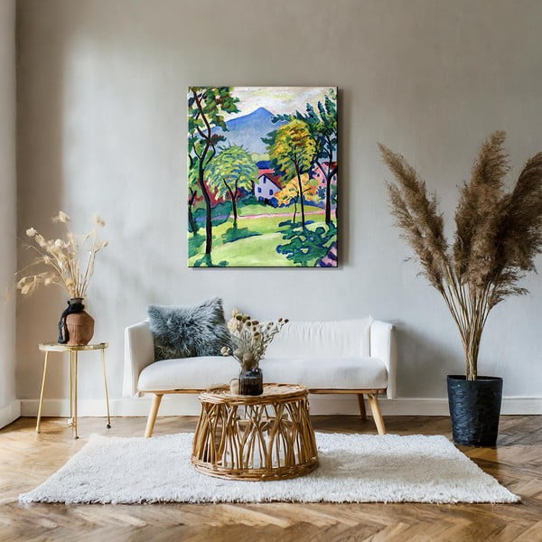 Riproduzione di un dipinto , 50 x 60 cm August Macke - Tegernsee Landscape - Fedkolor-image-1