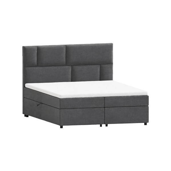 Letto boxspring grigio con contenitore 140x200 cm Lola - Ropez