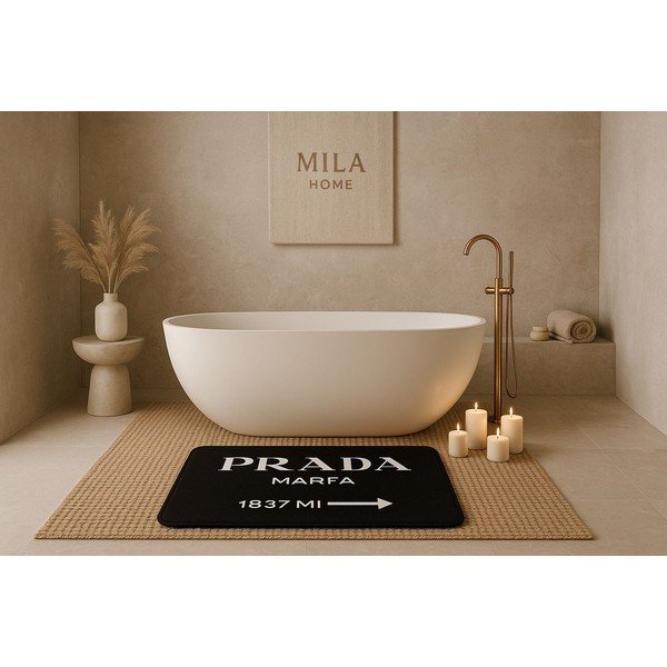 Set di tappetini per il bagno neri in velluto 2 pz 60x100 cm Prada – Mila Home-image-3