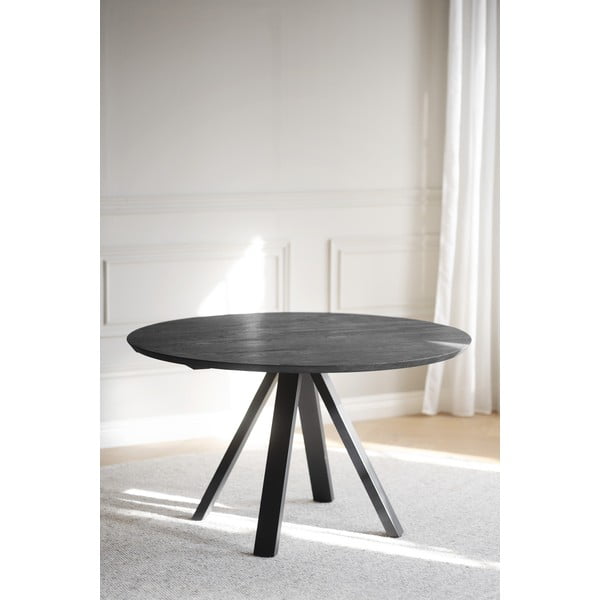 Tavolo da pranzo rotondo nero con piano in rovere ø 130 cm Carradale - Rowico-image-1