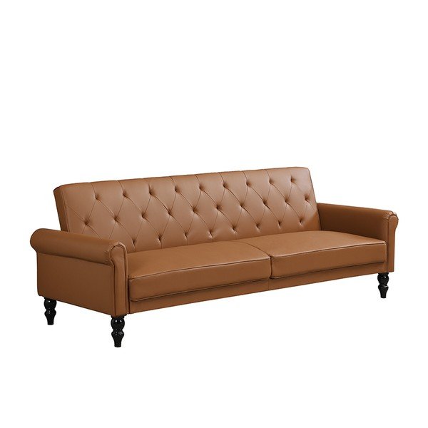 Divano marrone cognac reclinabile/allungabile con rivestimento in finta pelle 222 cm Tyne – Støraa-image-2