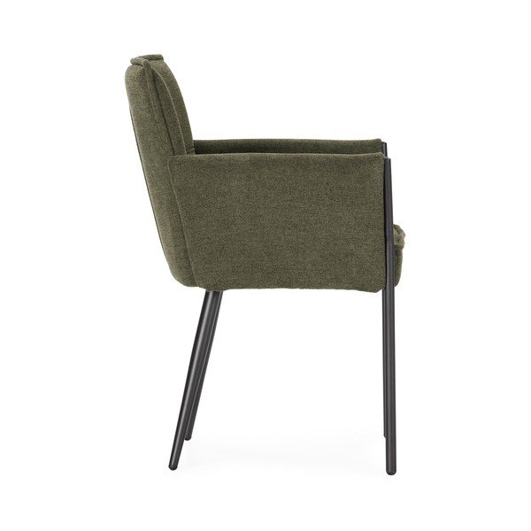 Sedia da pranzo verde imbottito con braccioli Vesta – MOME-image-4