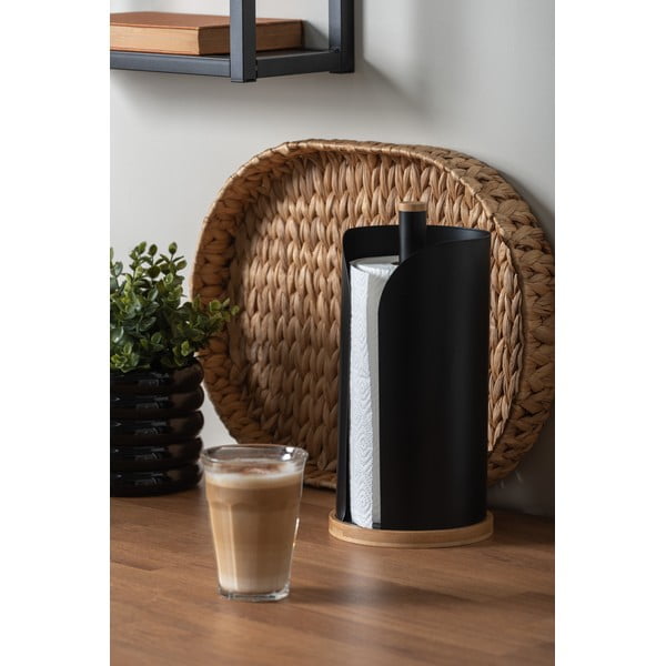 Porta asciugamani da cucina in bambù nero ø 15,5 cm Bamboo Accent - PT LIVING-image-1