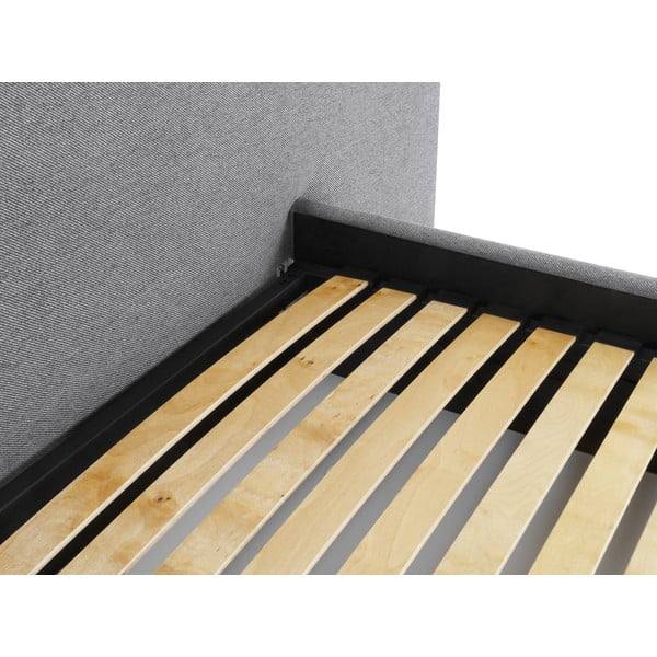 Letto matrimoniale imbottito grigio con contenitore e griglia 180x200 cm Walter - Milo Casa-image-4