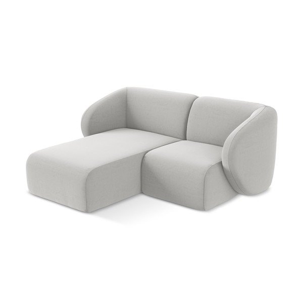 Divano angolare grigio chiaro (con penisola a sinistra/con chaise lounge) con rivestimento in velluto Lani – Makamii-image-2