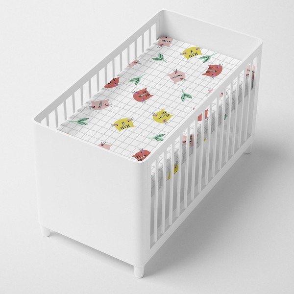 Lenzuolo di cotone per bambini, 70 x 140 cm Meow - Moshi Moshi-image-1