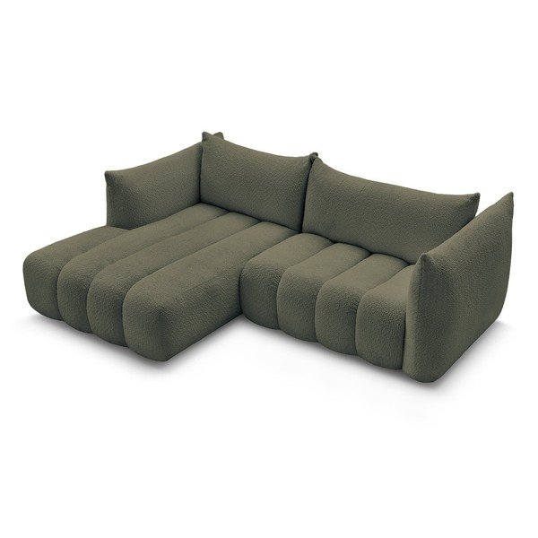 Divano angolare verde (con penisola a sinistra/con chaise lounge) con rivestimento in bouclé Azra – Bobochic Paris-image-4