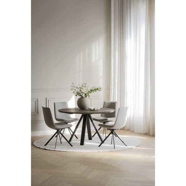 Tavolo da pranzo rotondo marrone scuro con piano in rovere ø 130 cm Carradale - Rowico-image-3