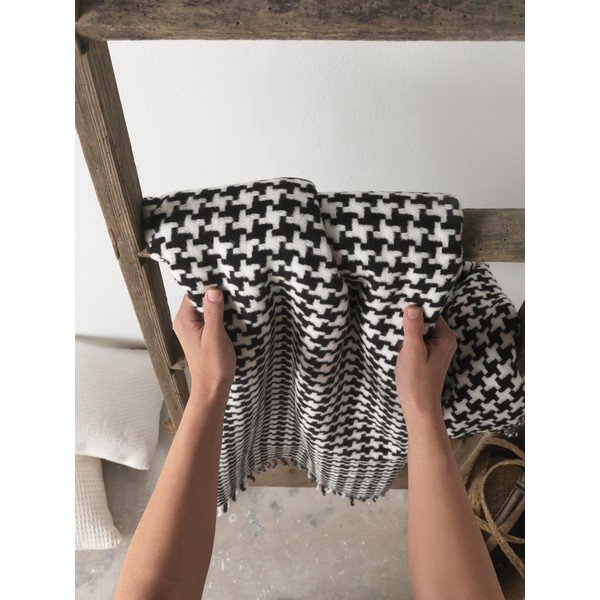 Plaid in bianco e nero con motivo a binario di gallo , 140 x 180 cm Pearls - Euromant-image-1