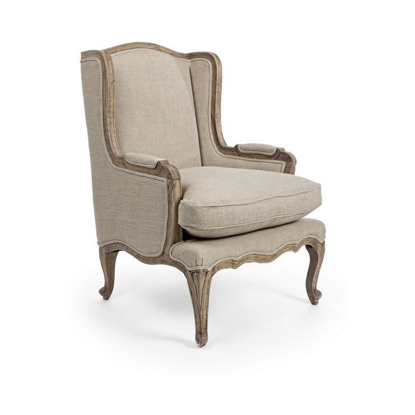 Poltrona beige con rivestimento in lino Catherine – Bizzotto