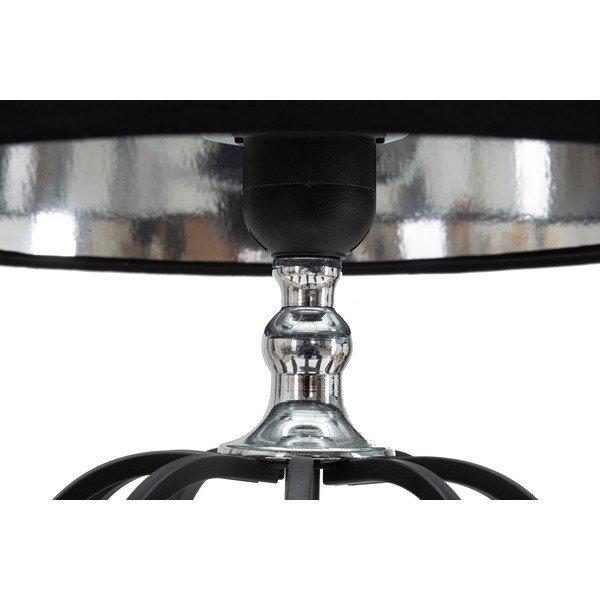 Lampada da tavolo con paralume in tessuto nero e argento (altezza 44,5 cm) Darky - Mauro Ferretti-image-3