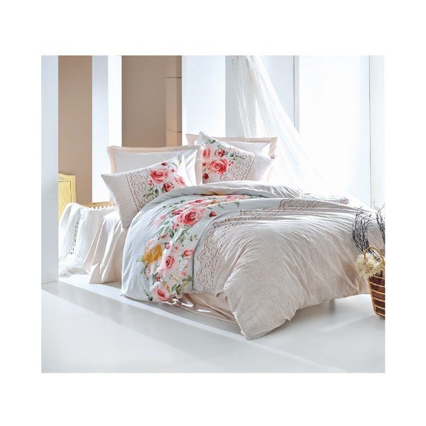 Set di biancheria da letto in cotone per letto matrimoniale Flora, 200 x 220 cm - Mijolnir