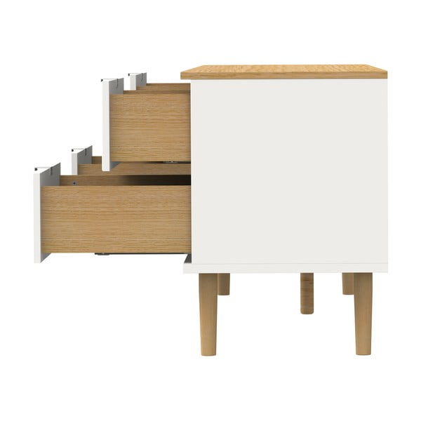 Tavolo TV in rovere decorato in bianco e naturale 162x61 cm Skagen - Tenzo-image-4