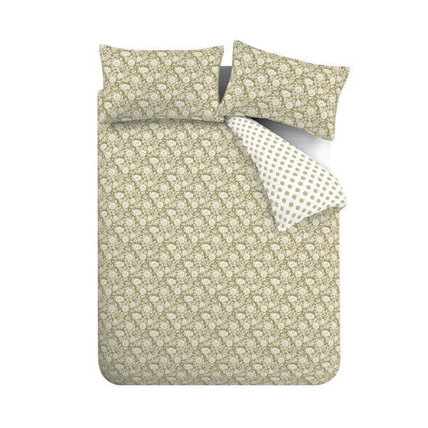 Biancheria verde e bianca per letto matrimoniale 200x200 cm Tangier Floral - Pineapple Elephant-image-2