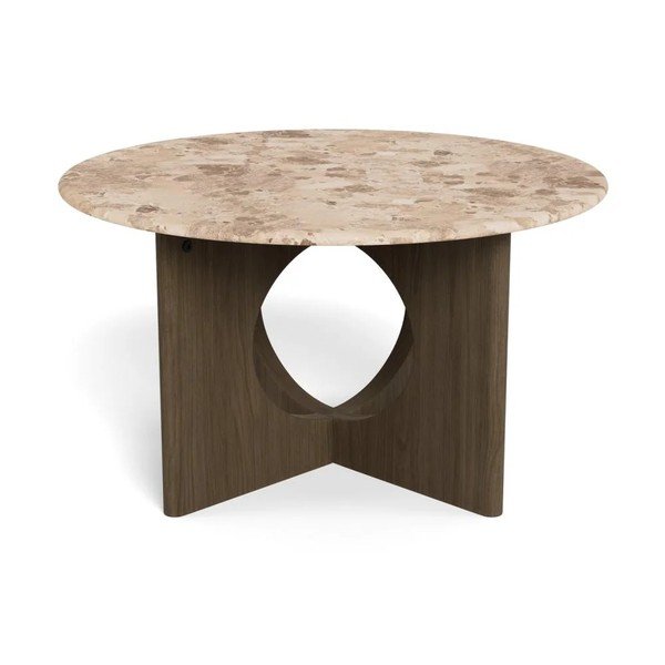 Tavolino da salotto rotondo colore naturale scuro con piano in marmo ø 80 cm Foley – Actona