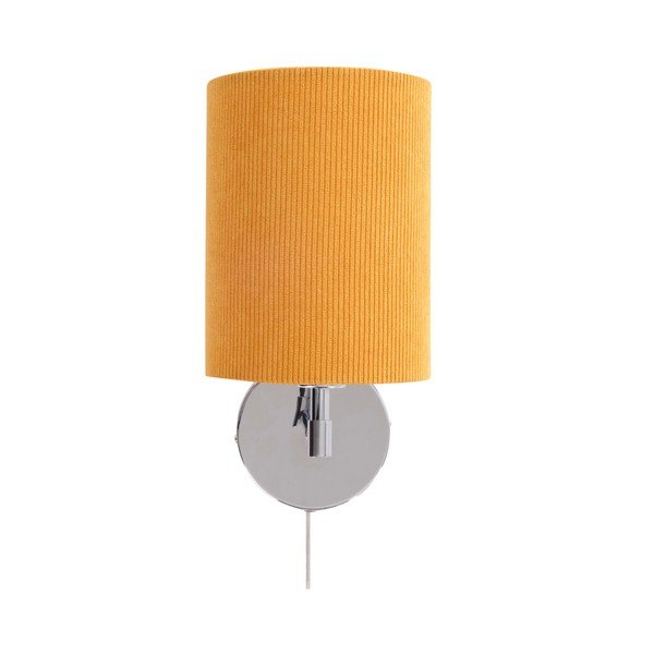 Lampada da parete gialla/color argento lucido in tessuto con alimentazione a corrente Seth – Jotex-image-3