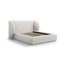 Letto matrimoniale imbottito in grigio chiaro con contenitore con rete inclusa 160x200 cm Miley – Micadoni 