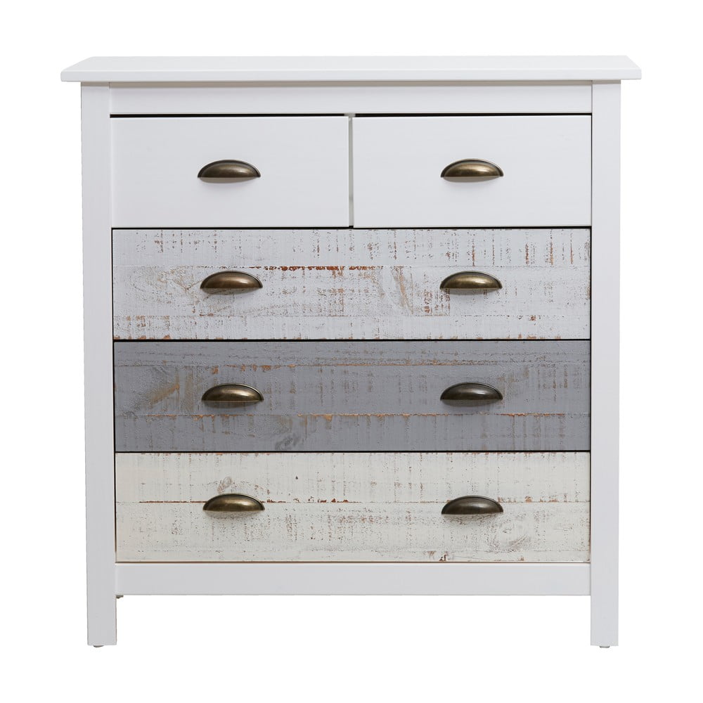 Cassettiera bianca e grigia con 4 cassetti , 79 x 80 cm Romantica - Marckeric | Cassettiere