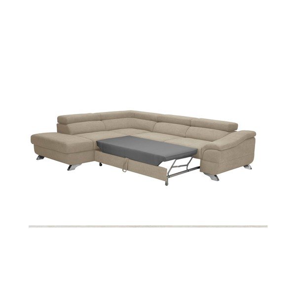 Divano letto angolare marrone e grigio con rivestimento in velluto Gamma, angolo sinistro - Windsor & Co Sofas-image-4
