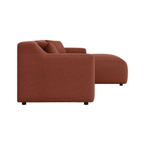 Divano angolare color mattone (con penisola a destra e chaise lounge) rivestito in velluto a coste Martin – Ropez-image-3