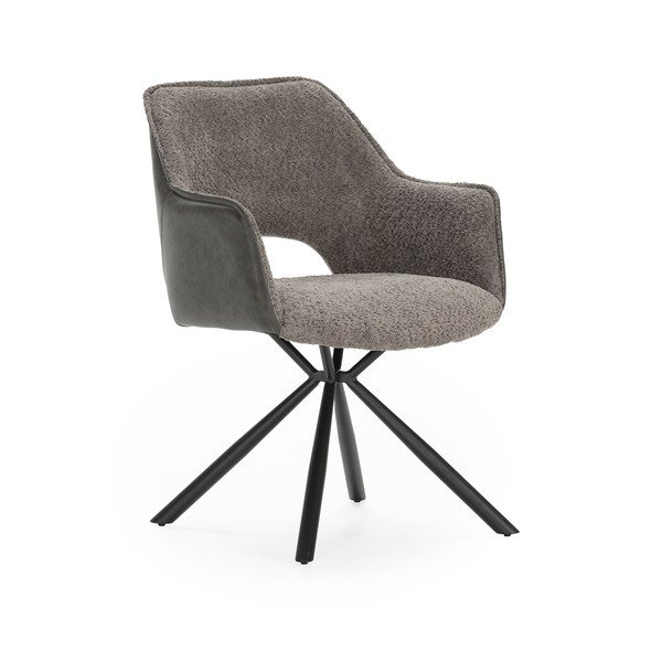 Set di sedie da pranzo grigia in imbottito con braccioli 2 pz Mariel – Marckeric