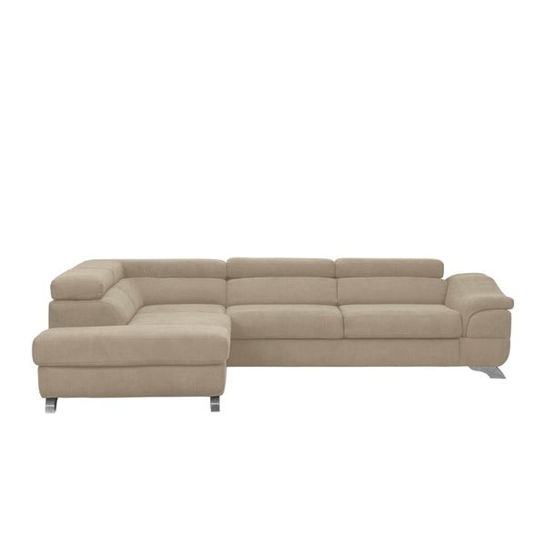 Divano letto angolare marrone e grigio con rivestimento in velluto Gamma, angolo sinistro - Windsor & Co Sofas