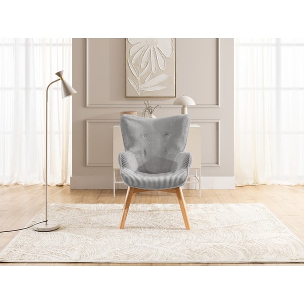 Poltrona grigia con rivestimento in velluto a coste Niko – Ropez-image-1