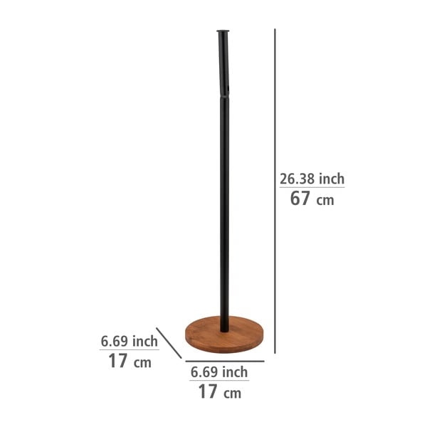 Porta carta igienica in acciaio nero-marrone Serro - Wenko-image-4
