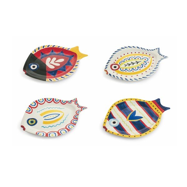 Set di 4 piatti in dolomite a forma di pesce Sashimi Fish - VDE Tivoli 1996