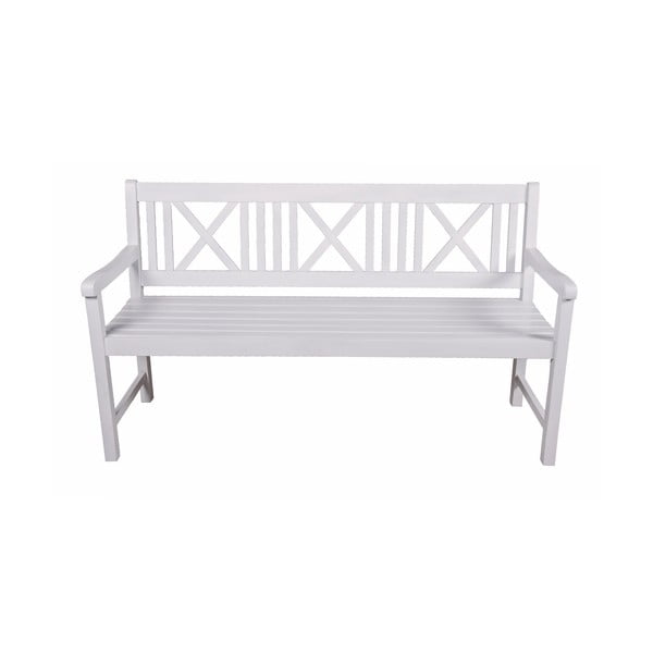 Panchina da giardino in legno bianco Malmö - Garden Pleasure-image-1