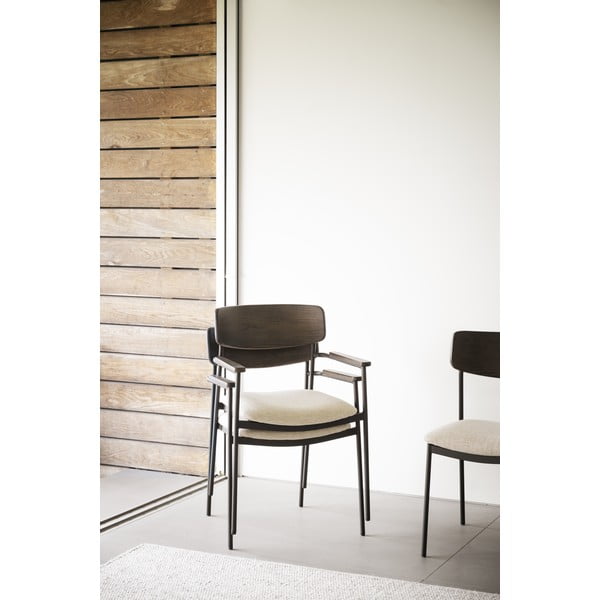 Sedie da pranzo color crema e marrone scuro in un set di 2 pezzi Maymont - Rowico-image-1