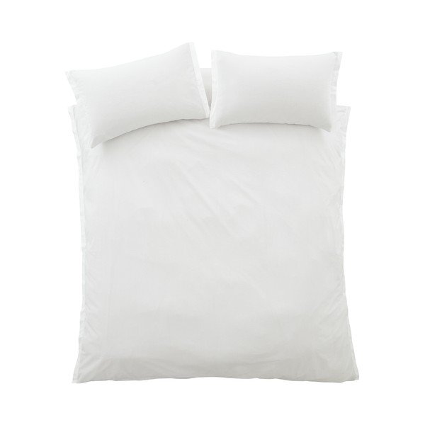 Set copripiumino e federa grigio chiaro in percalle di cotone per letto matrimoniale 3 pezzi 200x200 cm Seersucker Woven Stripe – Bianca