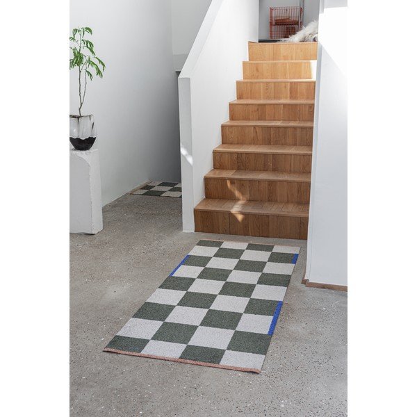 Tappeto verde scuro/color crema lavabile 70x150 cm Square – Mette Ditmer Denmark-image-1